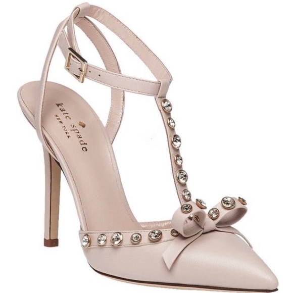 Kate Spade Lydia nude/blush pink studded heels 6.5 (fits like 6) - Picture 2 of 7